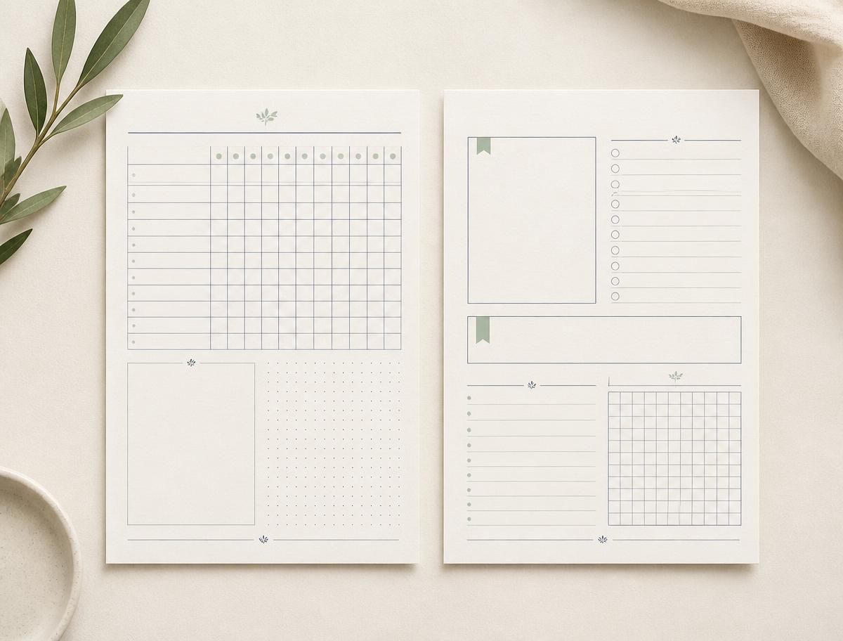 Sleep and feeding tracker spread from the planner